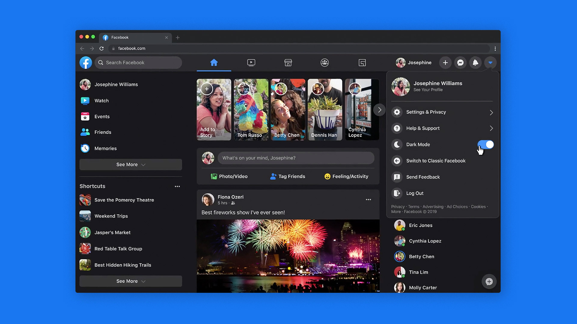 Facebook revamped its interface for desktop with support for dark mode 